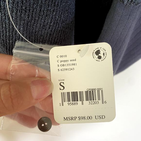 NWT Free People Women's Marla Oversized Henley Top in Poppy Seed Blue Small - Picture 9 of 12